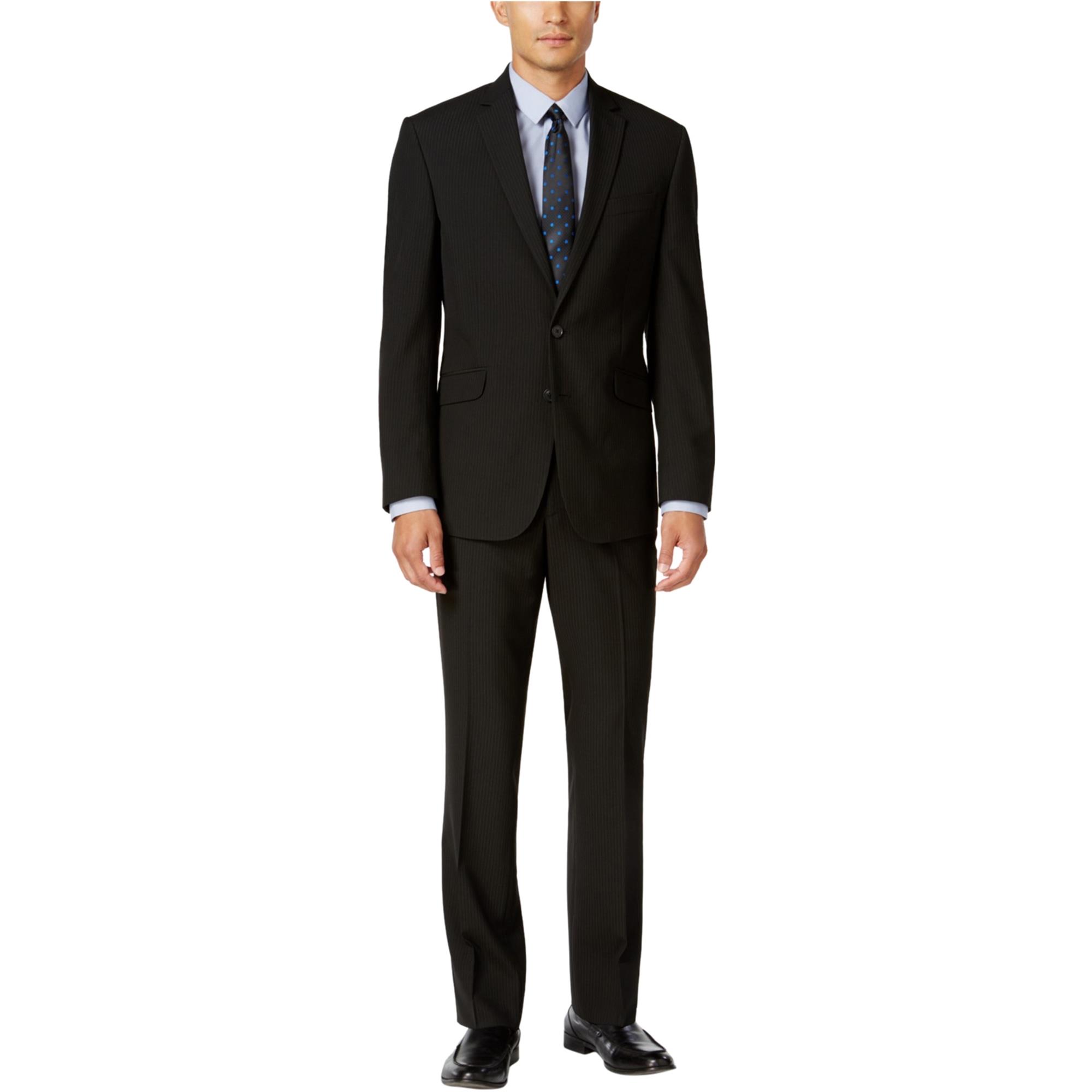 Kenneth Cole Mens Stripe Dress Pants Slacks, Black, 31W x UnfinishedL